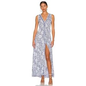 Poupette St Barth Navy and White Patterned Maxi Dress